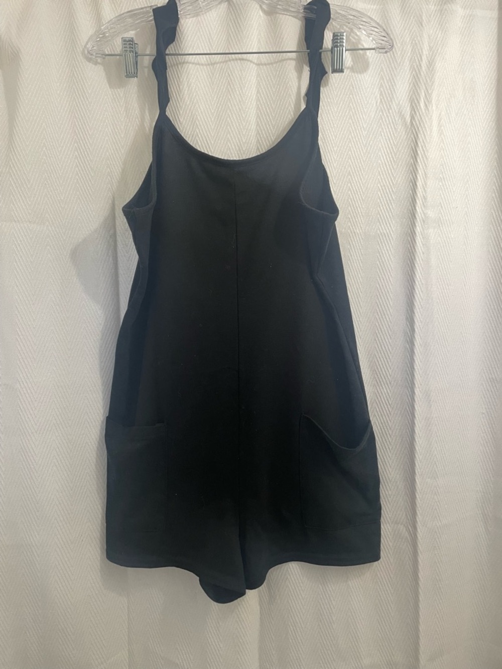 Black Sleeveless Romper with Front Pockets